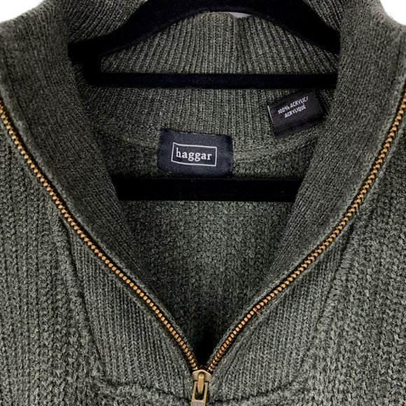 2/$25 - HAGGAR Gray Knit Chunky Collar Zip Sweater - Picture 5 of 5